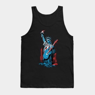 Patriotic USA 4th of July Guitarist Concert Festival Guitar Tank Top